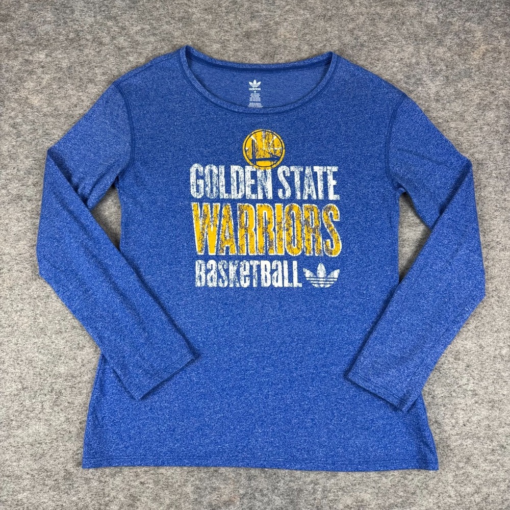 Adidas Golden State Warriors NBA T-Shirt Long Sleeve Blue Womens Medium M